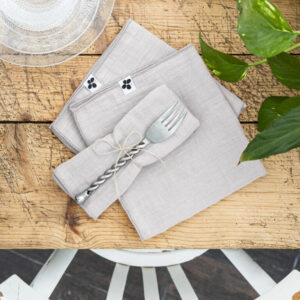 Lot de 3 serviettes 40 x 40 cm en gaze de coton unie GAÏA - L'effet papillon - nuage