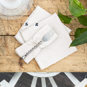 Lot de 3 serviettes 40 x 40 cm en gaze de coton unie GAÏA - L'effet papillon - chantilly