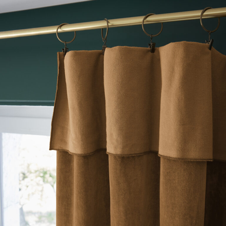 Rideau ajustable velours de coton CESAR 140 x 270 cm + 8 anneaux pince - L'effet papillon - camel