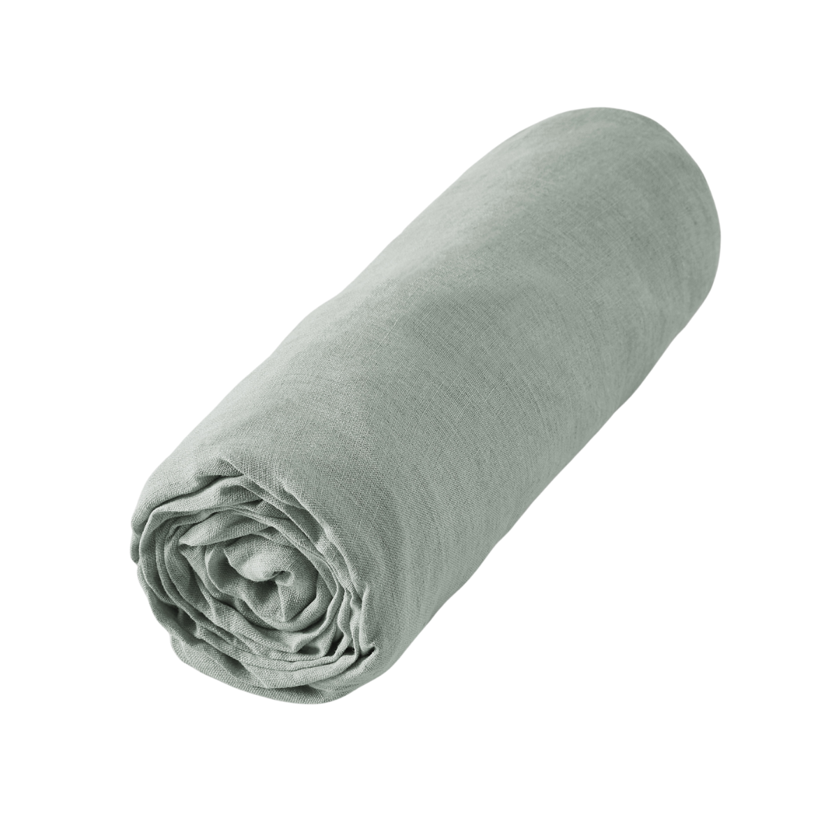 Drap housse 140 x 190 cm en lin lavé SOLINE - L'effet papillon - eucalyptus
