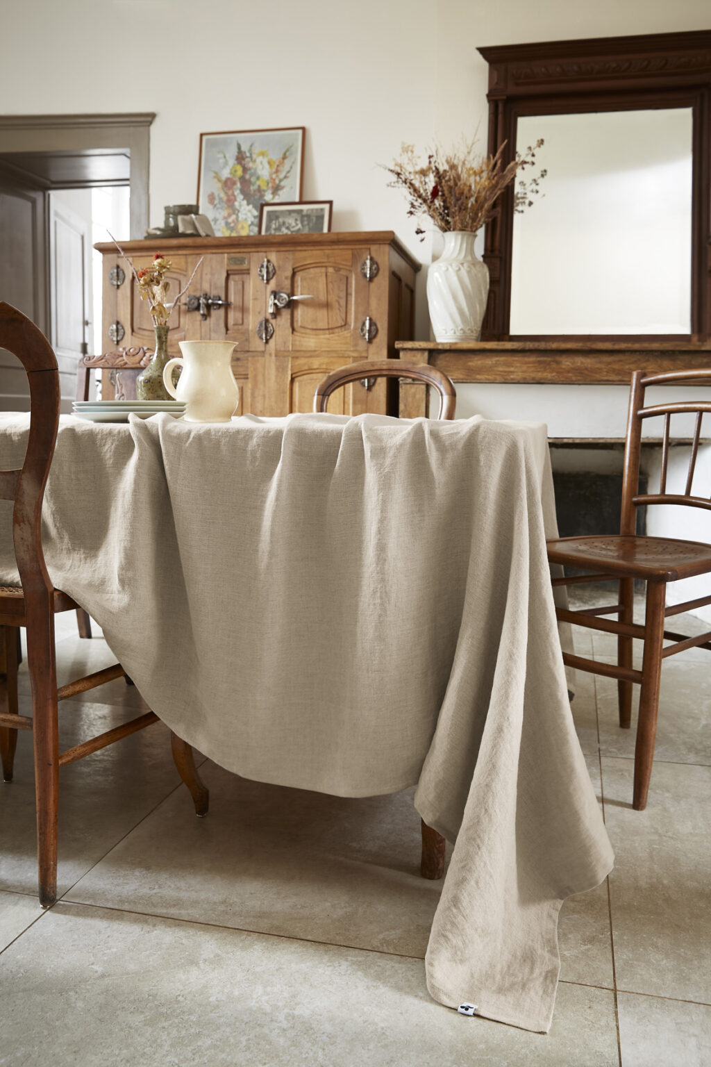 Nappe rectangulaire 170 x 250 cm en lin lavé SOLINE - L'effet papillon - sable