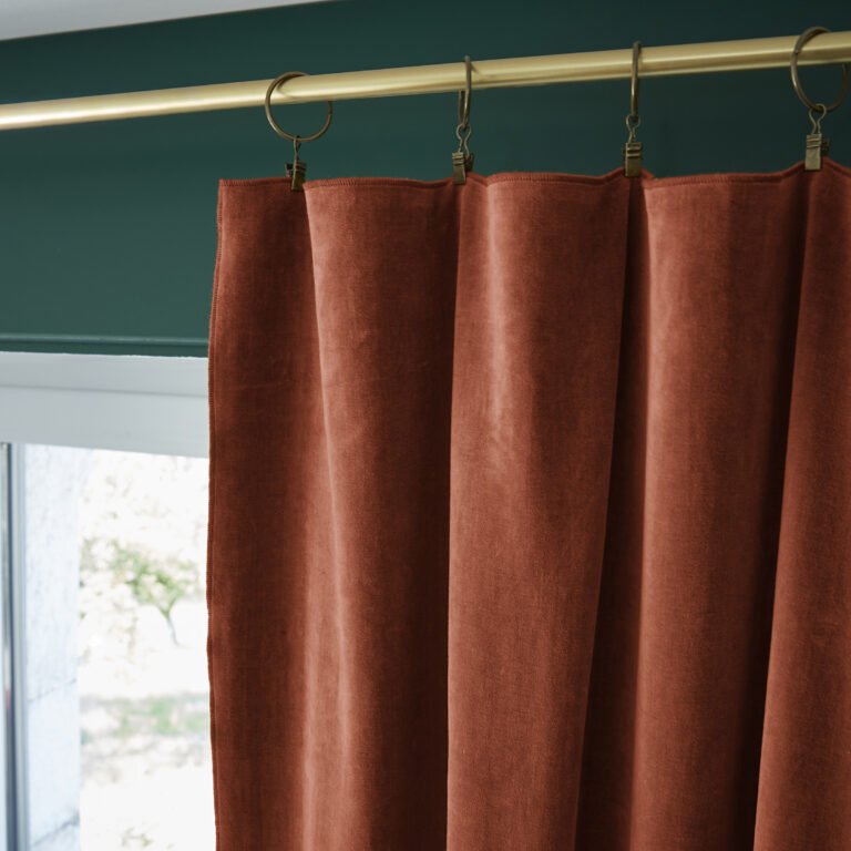 Rideau ajustable velours de coton CESAR 140 x 270 cm + 8 anneaux pince - L'effet papillon - terracotta