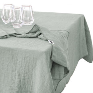 Nappe rectangle 150 x 350 cm en gaze de coton unie GAÏA - L'effet papillon - eucalyptus