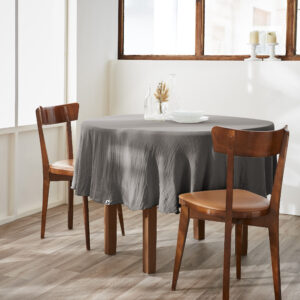 Nappe ronde Ø 180 cm en gaze de coton unie GAÏA - L'effet papillon - granit