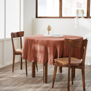 Nappe ronde Ø 180 cm en gaze de coton unie GAÏA - L'effet papillon - terracotta