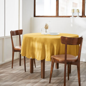 Nappe ronde Ø 180 cm en gaze de coton unie GAÏA - L'effet papillon - safran