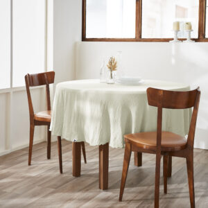 Nappe ronde Ø 180 cm en gaze de coton unie GAÏA - L'effet papillon - vert d’eau