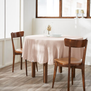 Nappe ronde Ø 180 cm en gaze de coton unie GAÏA - L'effet papillon - guimauve