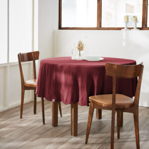 Nappe ronde Ø 180 cm en gaze de coton unie GAÏA - L'effet papillon - lie de vin