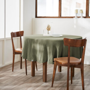 Nappe ronde Ø 180 cm en gaze de coton unie GAÏA - L'effet papillon - romarin