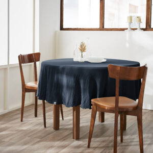 Nappe ronde Ø 180 cm en gaze de coton unie GAÏA - L'effet papillon - minuit
