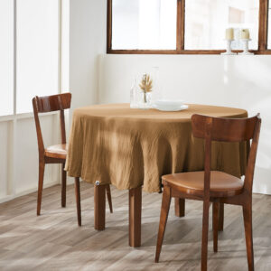 Nappe ronde Ø 180 cm en gaze de coton unie GAÏA - L'effet papillon - camel