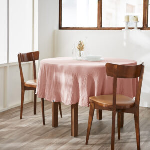 Nappe ronde Ø 180 cm en gaze de coton unie GAÏA - L'effet papillon - rose pêche