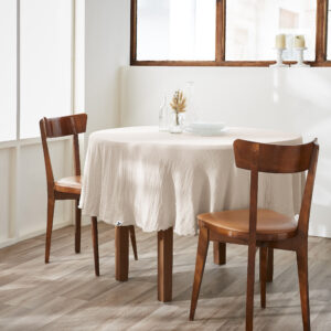 Nappe ronde Ø 180 cm en gaze de coton unie GAÏA - L'effet papillon - pampa