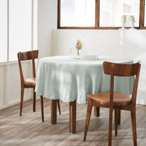 Nappe ronde Ø 180 cm en gaze de coton unie GAÏA - L'effet papillon - eucalyptus