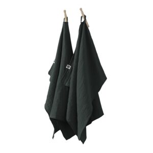 Lot de 2 essuie-mains 50x70 cm en gaze de coton unie GAÏA  - L'effet papillon - sapin