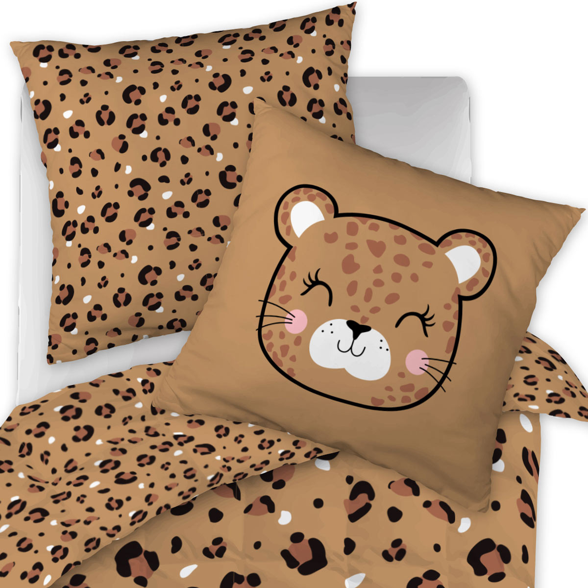 Linge de lit imprimé LOLA (housse de couette 140x200 cm + 1 taie d'oreiller 63x63 cm) en coton - L'effet papillon