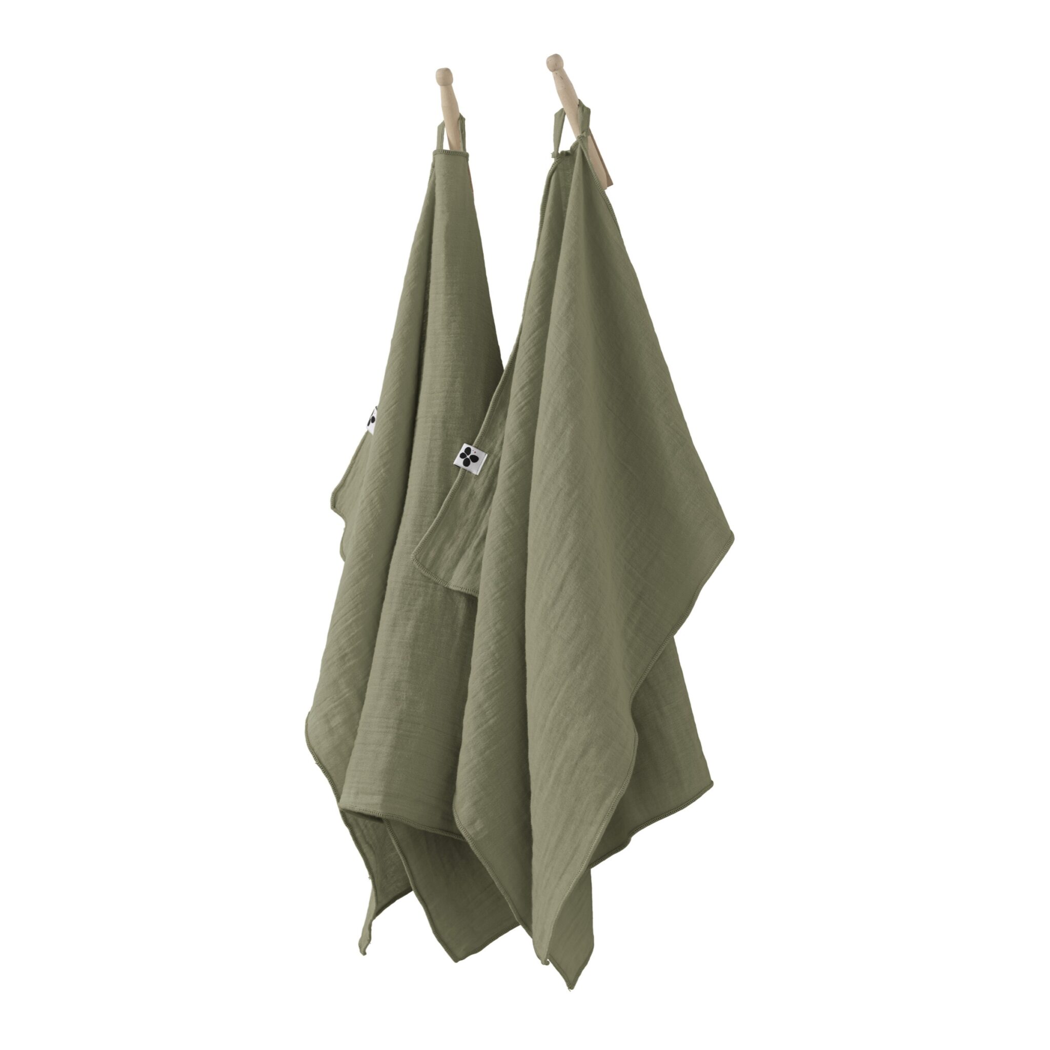 Lot de 2 essuie-mains 50x70 cm en gaze de coton unie GAÏA - L'effet papillon - romarin