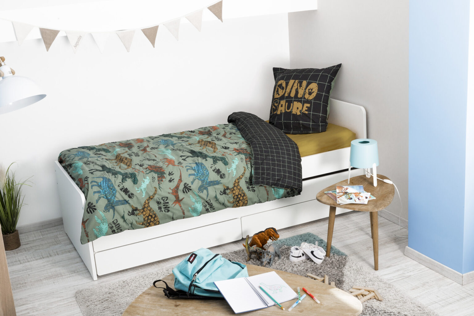 Linge de lit imprimé TRIAS (housse de couette 140x200 cm + 1 taie d'oreiller 63x63 cm) en coton - L'effet papillon