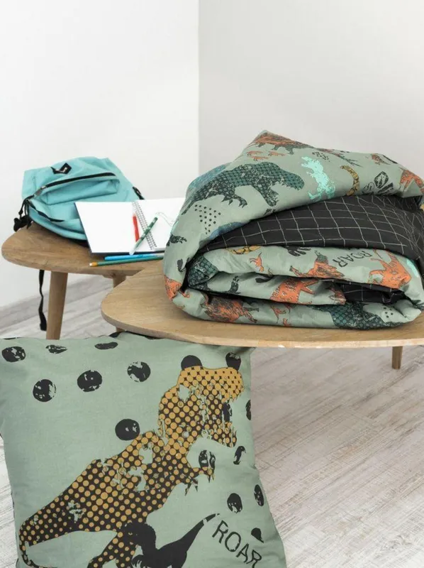 Linge de lit imprimé TRIAS (housse de couette 140x200 cm + 1 taie d'oreiller 63x63 cm) en coton - L'effet papillon – Image 3