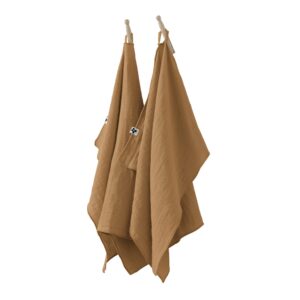 Lot de 2 essuie-mains 50x70 cm en gaze de coton unie GAÏA  - L'effet papillon - camel