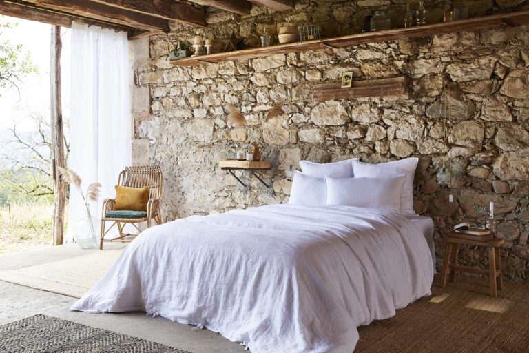 Housse de couette 140 x 200 cm en lin lavé SOLINE - L'effet papillon - craie – Image 3
