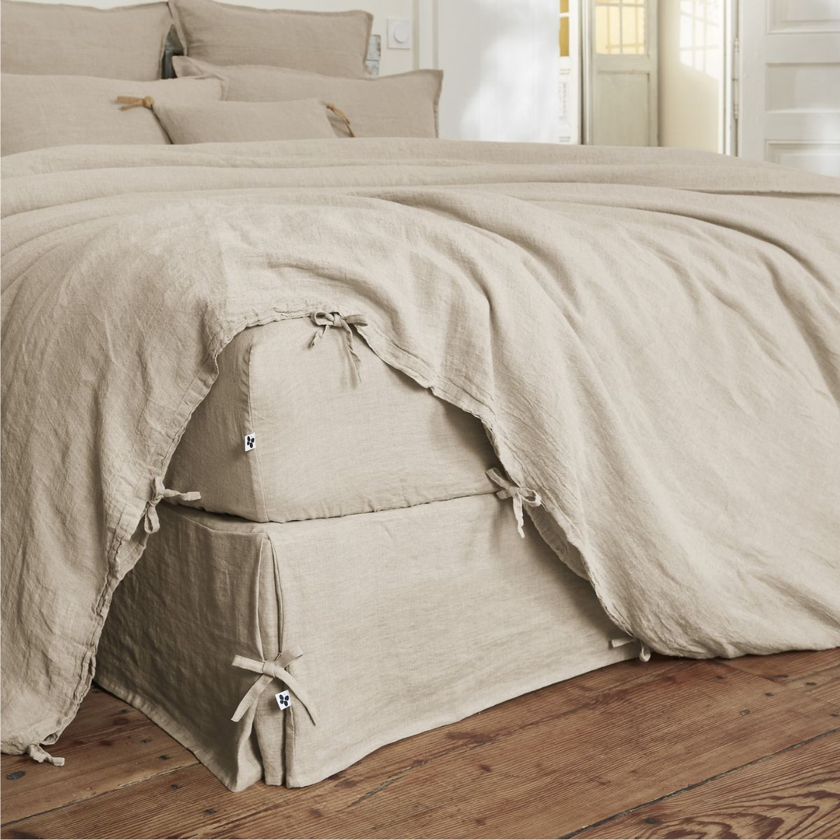 Housse de couette 260 x 240 cm en lin lavé SOLINE - L'effet papillon - sable – Image 5