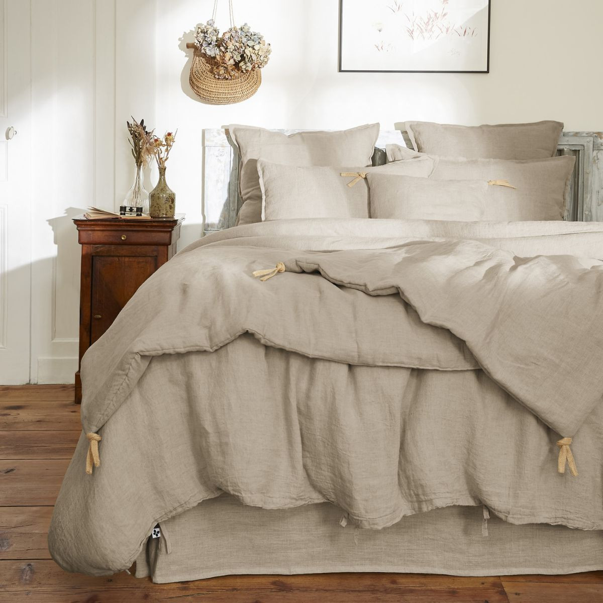 Housse de couette 260 x 240 cm en lin lavé SOLINE - L'effet papillon - sable – Image 4