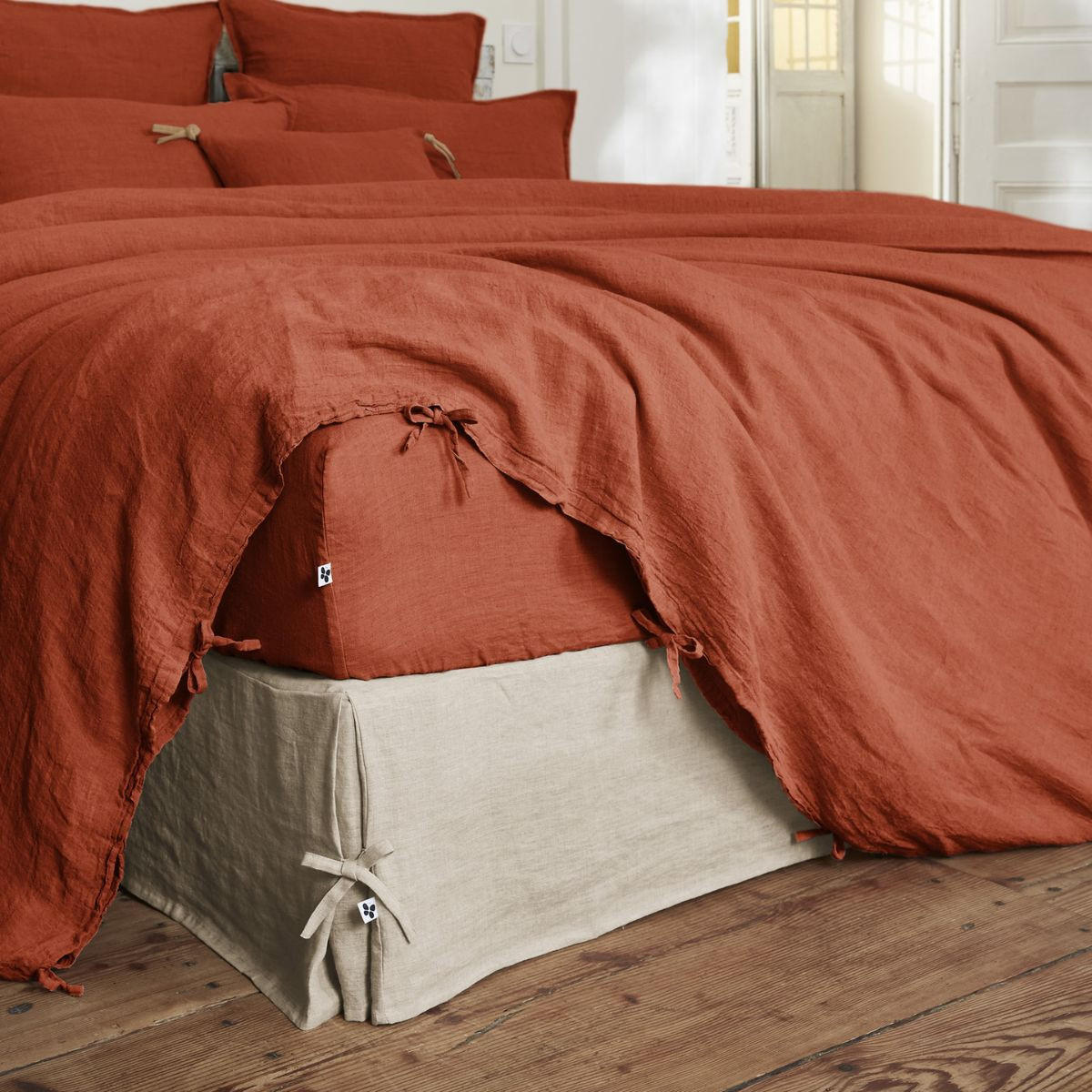 Housse de couette 200 x 200 cm en lin lavé SOLINE - L'effet papillon - paprika – Image 5