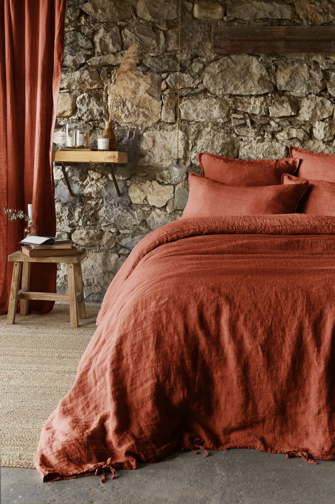 Housse de couette 200 x 200 cm en lin lavé SOLINE - L'effet papillon - paprika – Image 3