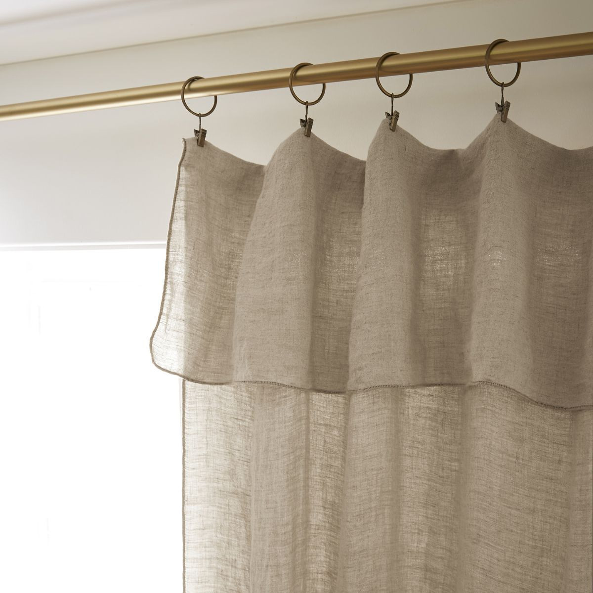 Rideau ajustable lin lavé SOLINE 140 x 270 cm SOLINE avec 8 anneaux pince - L'effet papillon - sable – Image 5
