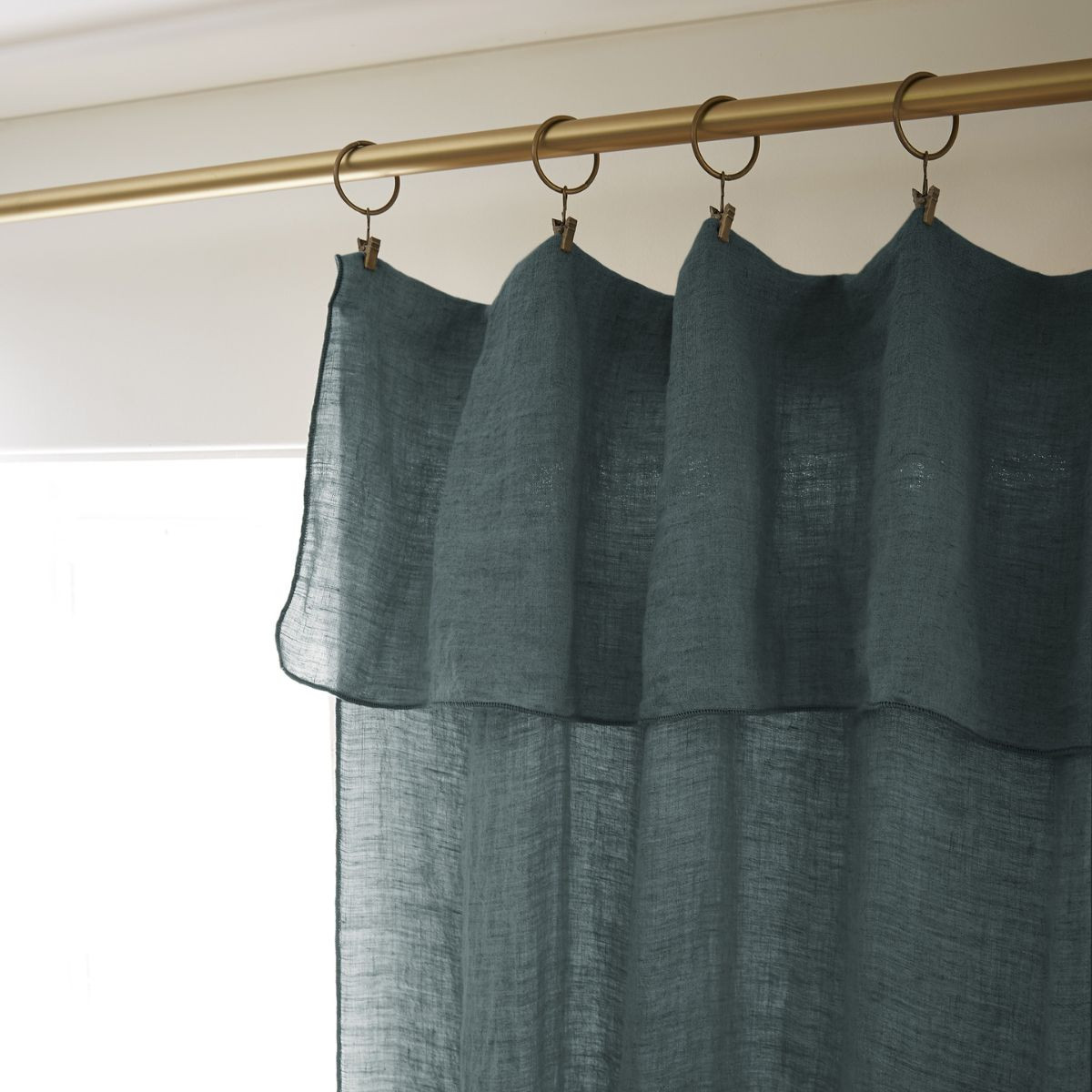 Rideau ajustable lin lavé SOLINE 140 x 270 cm SOLINE avec 8 anneaux pince - L'effet papillon - ardoise – Image 5