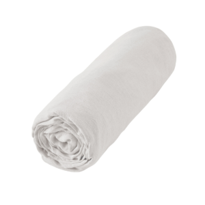 Drap housse 140 x 190 cm en lin lavé SOLINE - L'effet papillon - craie