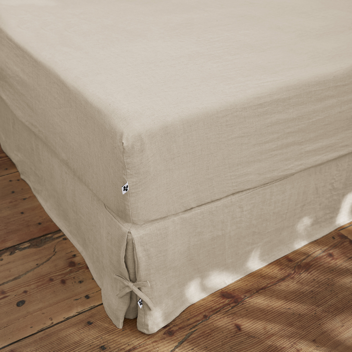 Drap housse 140 x 190 cm en lin lavé SOLINE - L'effet papillon - sable