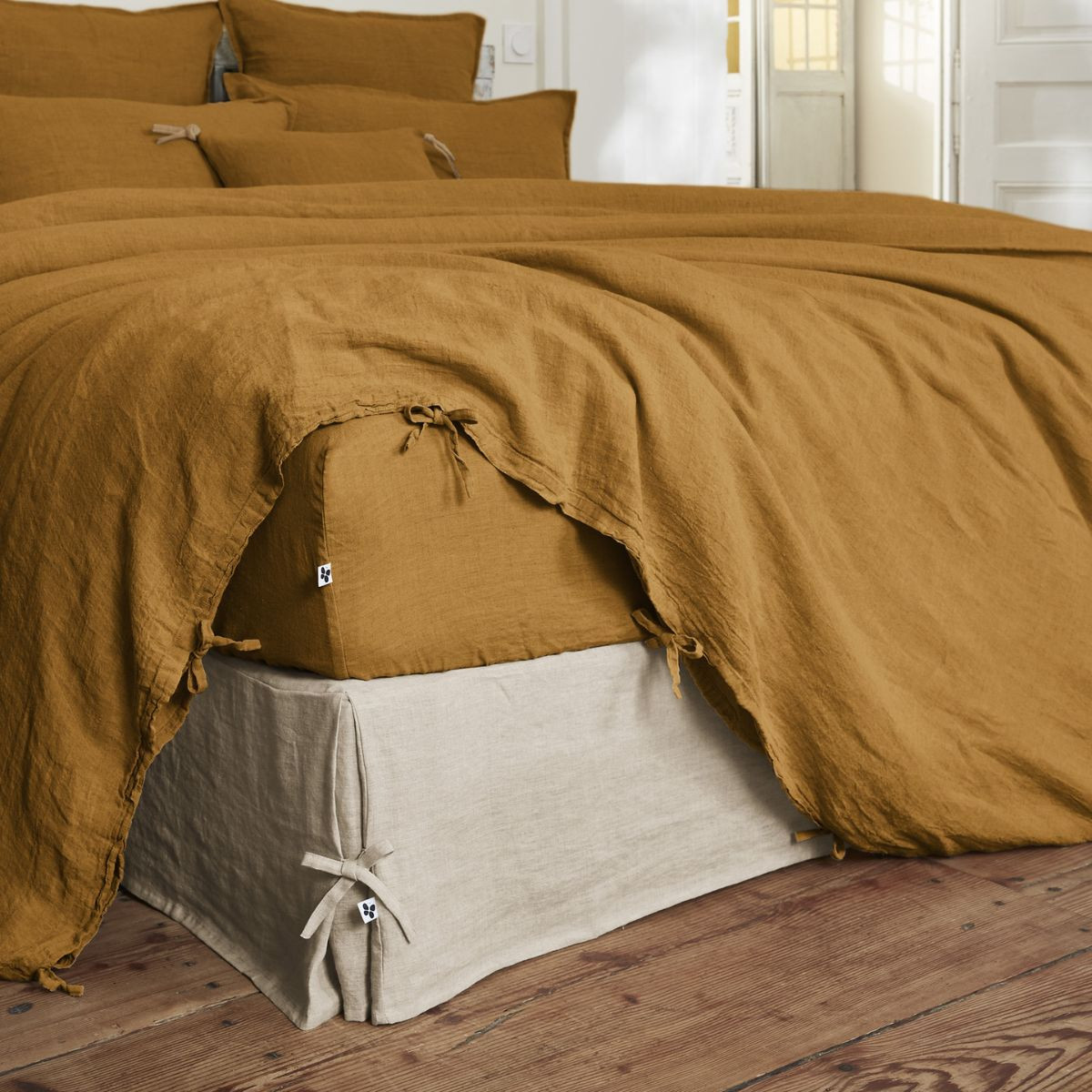 Housse de couette 260 x 240 cm en lin lavé SOLINE - L'effet papillon - caramel – Image 5