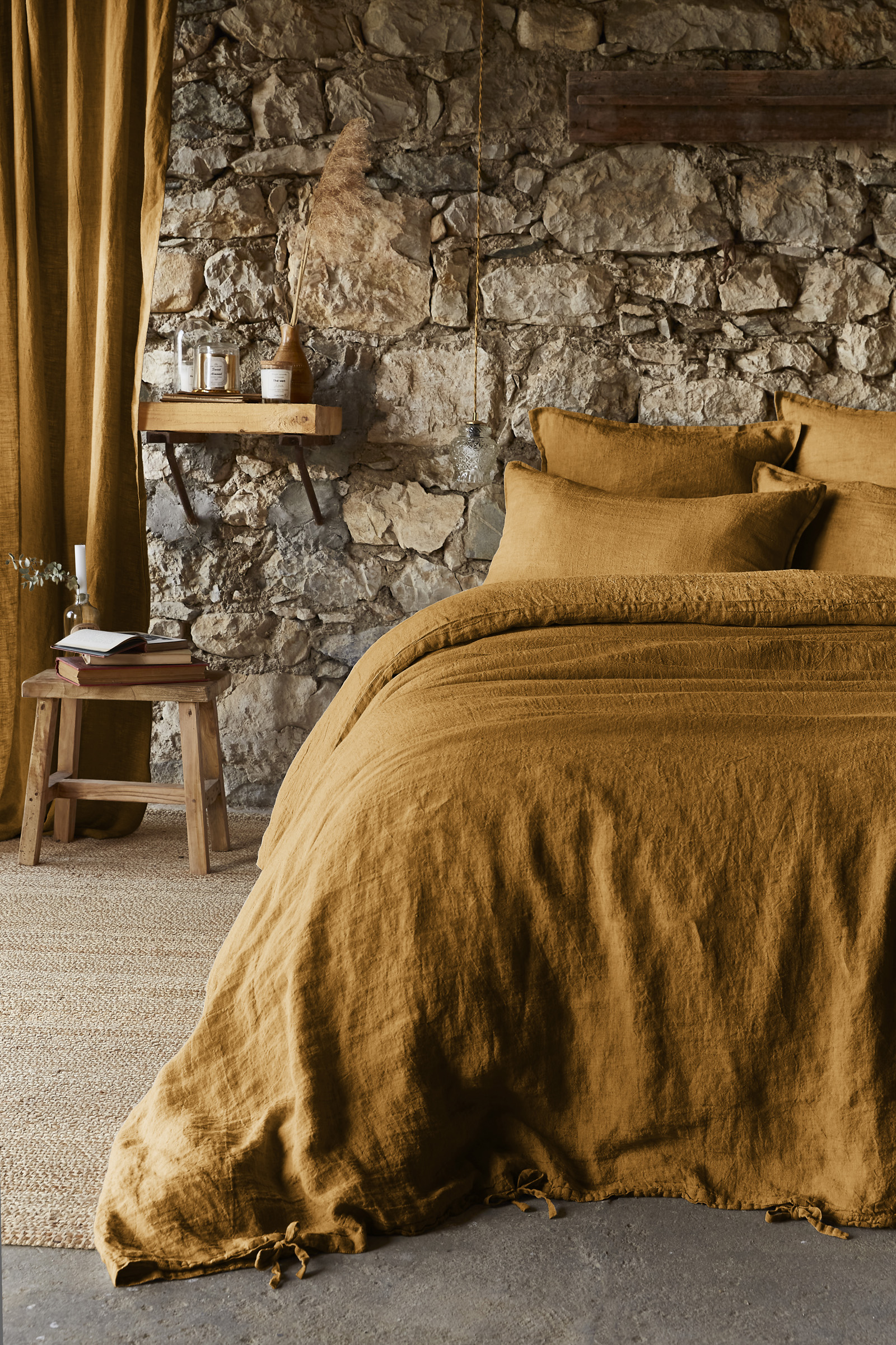 Housse de couette 260 x 240 cm en lin lavé SOLINE - L'effet papillon - caramel – Image 3