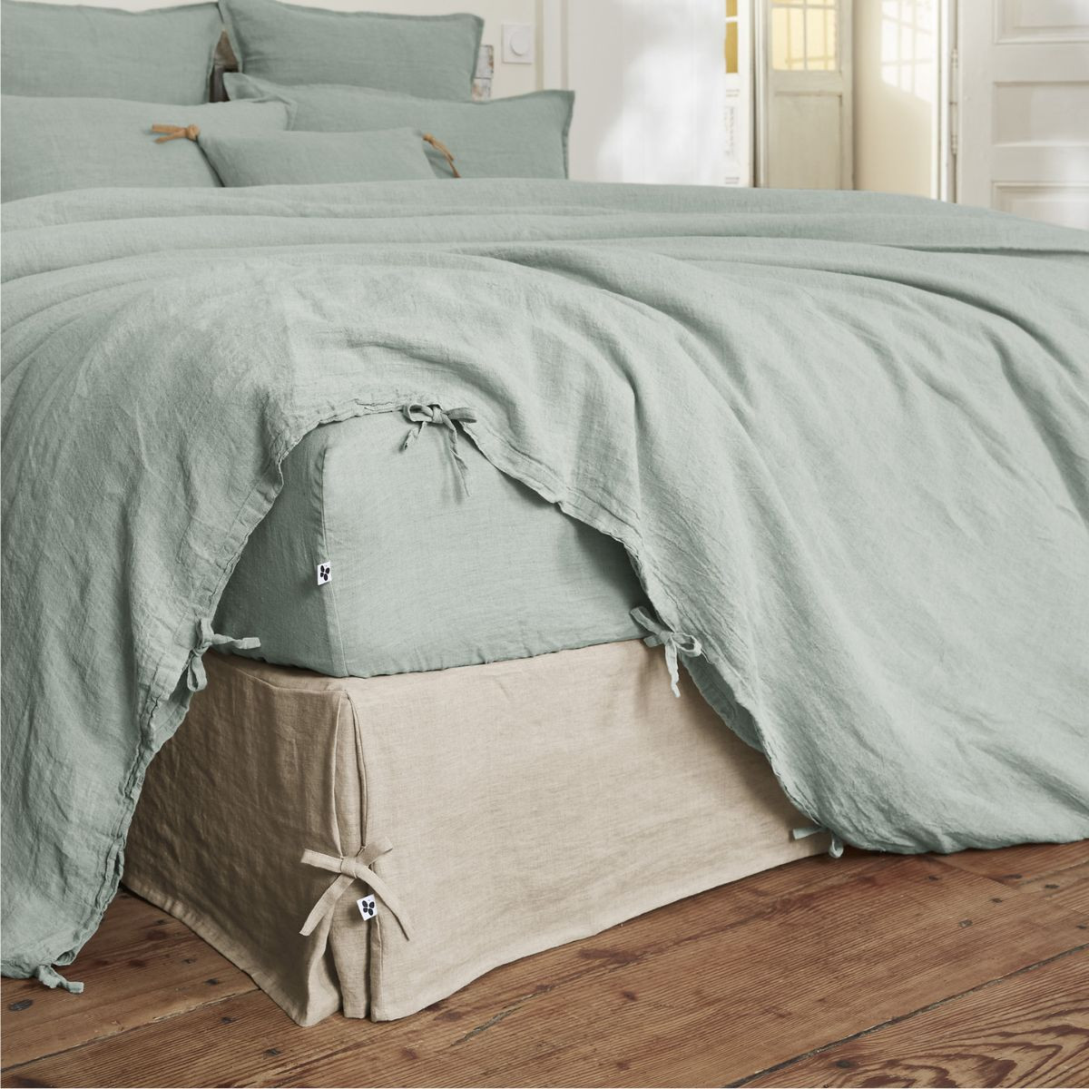 Housse de couette 260 x 240 cm en lin lavé SOLINE - L'effet papillon - eucalyptus – Image 5