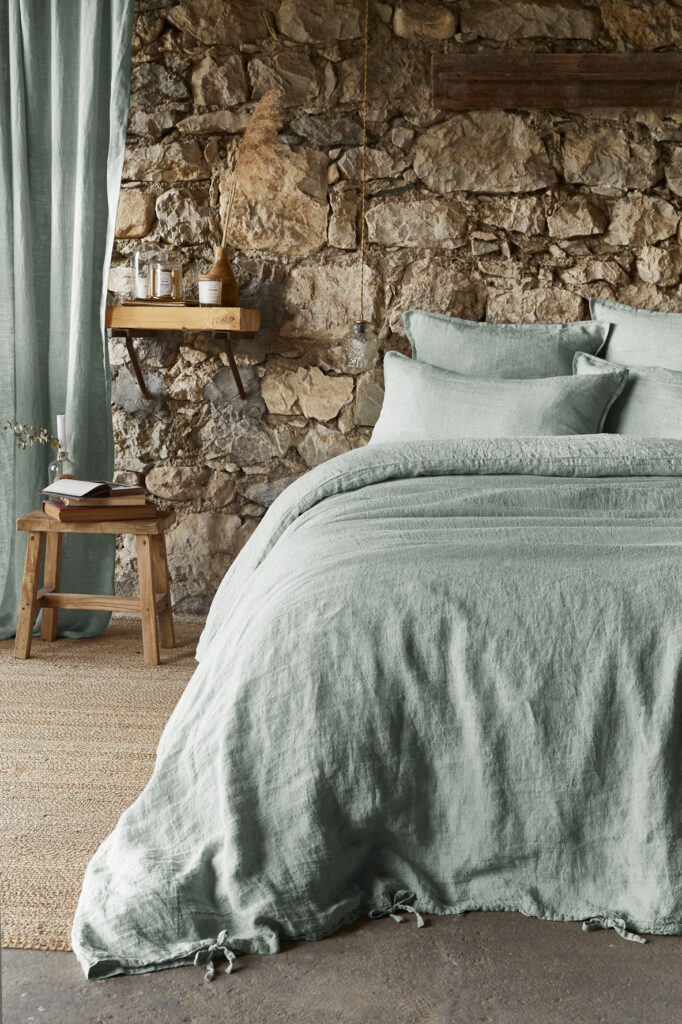Housse de couette 260 x 240 cm en lin lavé SOLINE - L'effet papillon - eucalyptus – Image 3