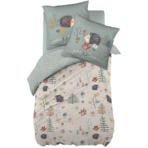 Linge de lit imprimé POLISSON (housse de couette 140x200 cm + 1 taie d'oreiller 63x63 cm) en coton - L'effet papillon