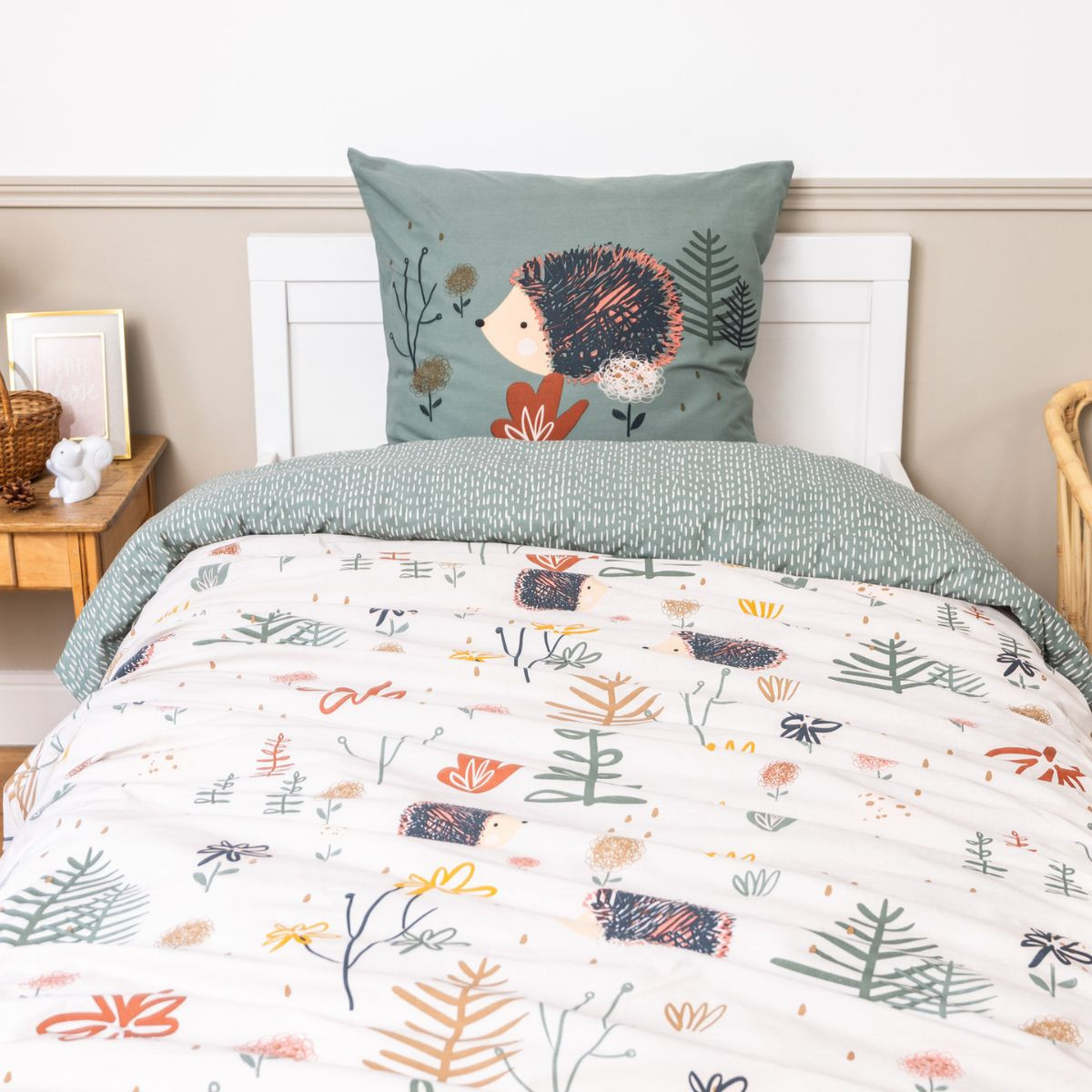 Linge de lit imprimé POLISSON (housse de couette 200x200 cm + 2 taies d'oreiller 63x63 cm) en coton - L'effet papillon