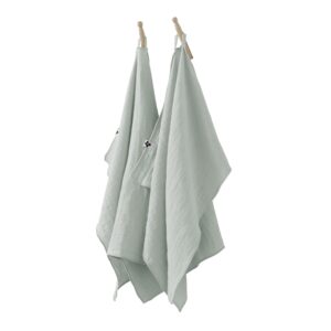 Lot de 2 essuie-mains 50x70 cm en gaze de coton unie GAÏA  - L'effet papillon - eucalyptus