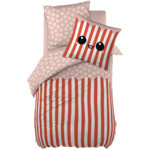 Linge de lit imprimé FRESH POPCORN (housse de couette 240x220 cm + 2 taies d'oreiller 63x63 cm) en coton - L'effet papillon