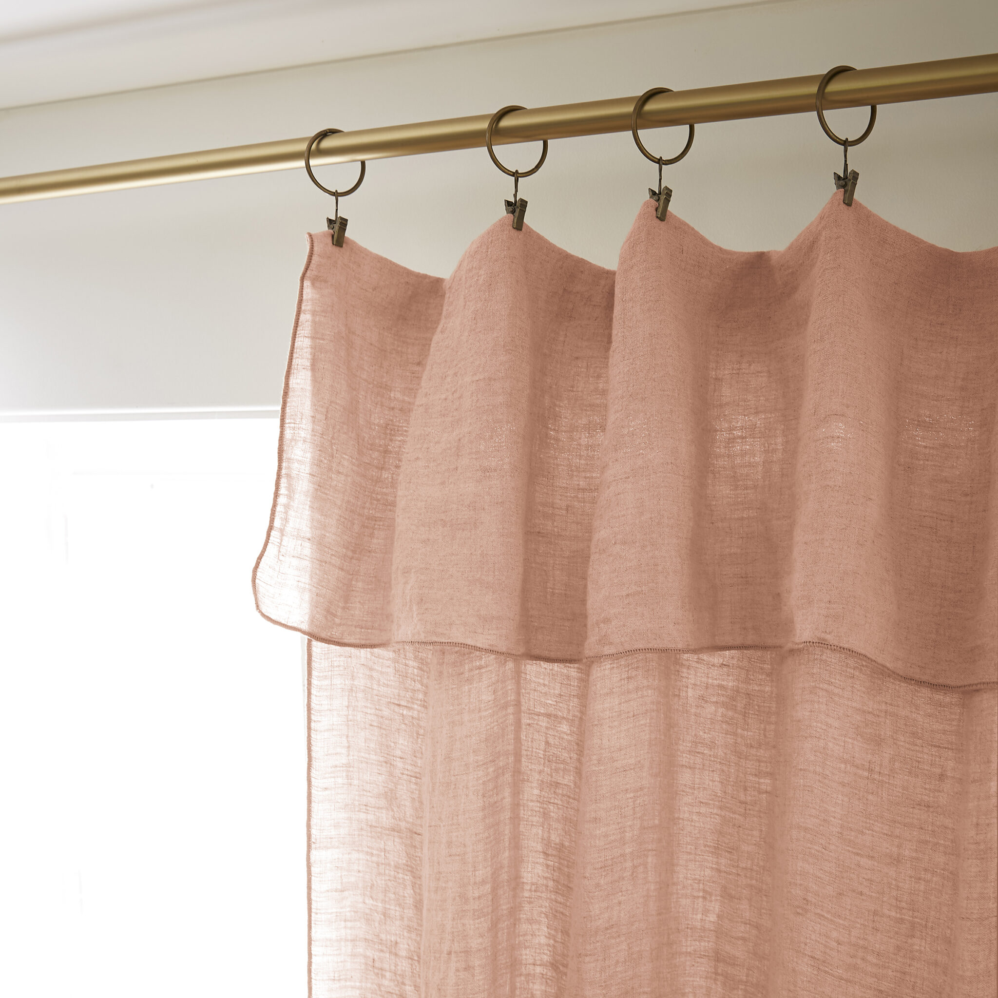 Rideau ajustable lin lavé SOLINE 140 x 270 cm SOLINE avec 8 anneaux pince - L'effet papillon - vieux rose – Image 5