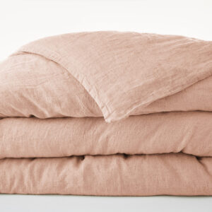 Housse de couette 240 x 220 cm en lin lavé SOLINE - L'effet papillon - vieux rose