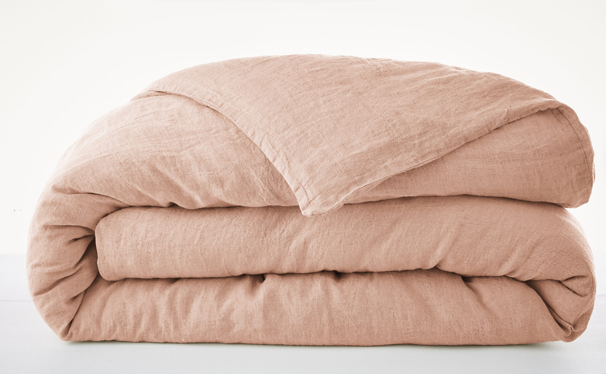 Housse de couette 240 x 220 cm en lin lavé SOLINE - L'effet papillon - vieux rose