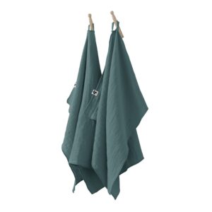 Lot de 2 essuie-mains 50x70 cm en gaze de coton unie GAÏA  - L'effet papillon - canard