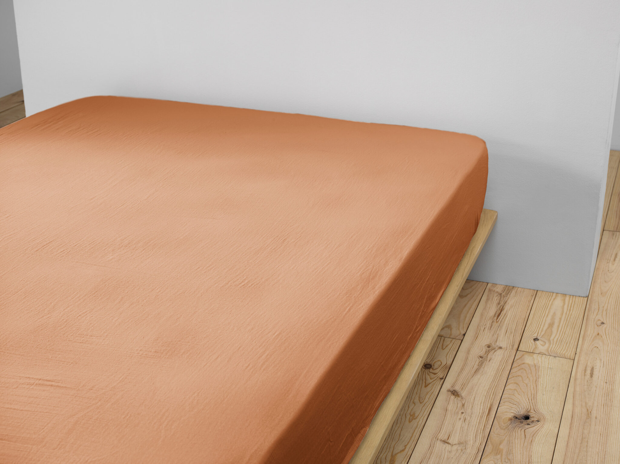 Drap housse 90x190 cm en gaze de coton unie GAÏA - L'effet papillon - abricot