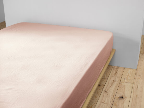 Drap housse 140x190 cm cm en gaze de coton unie GAÏA - L'effet papillon - guimauve