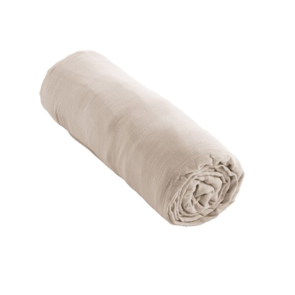 Drap housse 200x200 cm en gaze de coton unie GAÏA - L'effet papillon - pampa