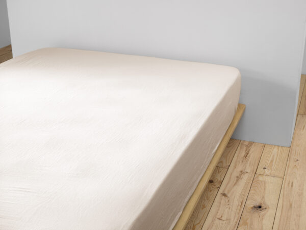 Drap housse 200x200 cm en gaze de coton unie GAÏA - L'effet papillon - pampa